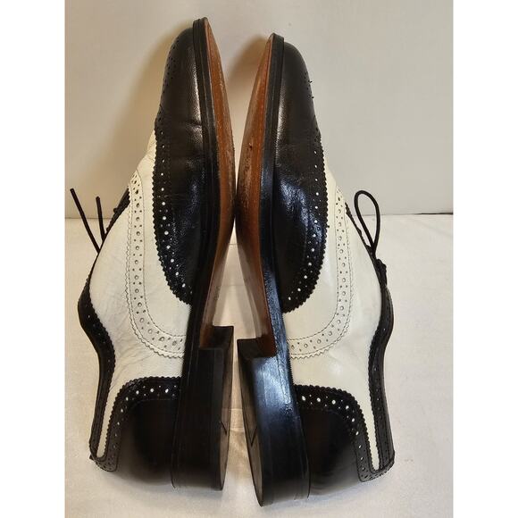 Stacy Adams Leather Oxford Wingtip Two Toned Black/White Dress Shoe Size‎ 9.5M - Picture 4 of 11